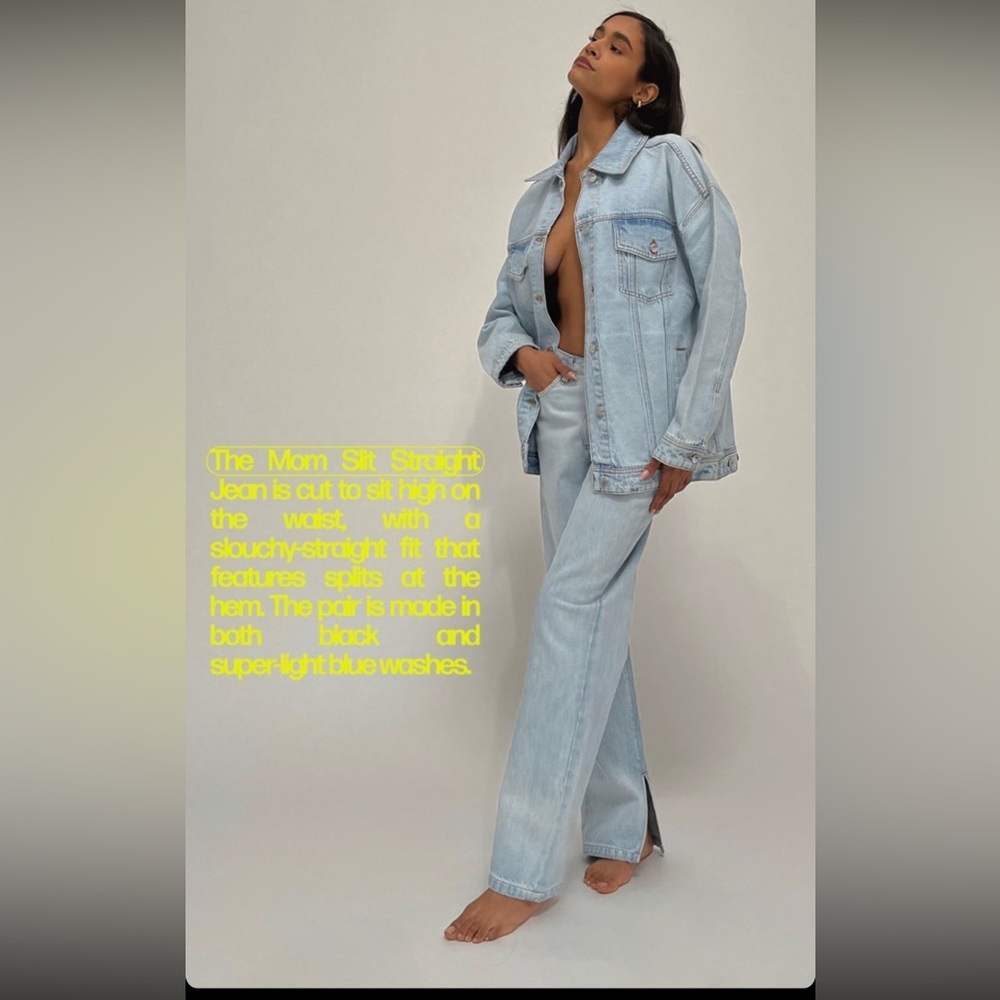 WeWoreWhat Mom Indigo Comfort Slit Straight Jean